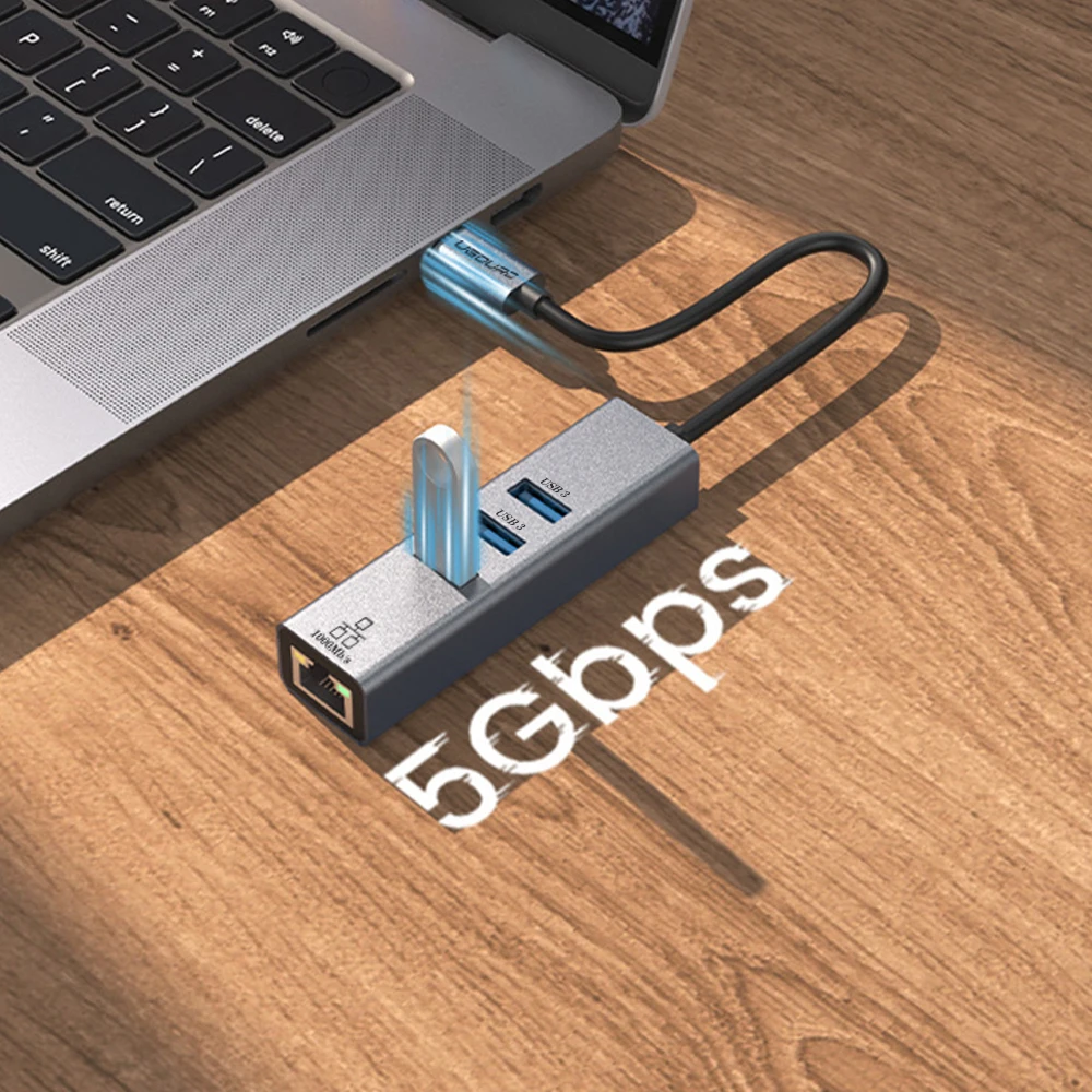 USB C 허브 도킹 스테이션 유형 C-RJ45 1000Mbps 이더넷 어댑터 USB3.0 허브 기가비트 네트워크 카드 100W 충전 도크 확장