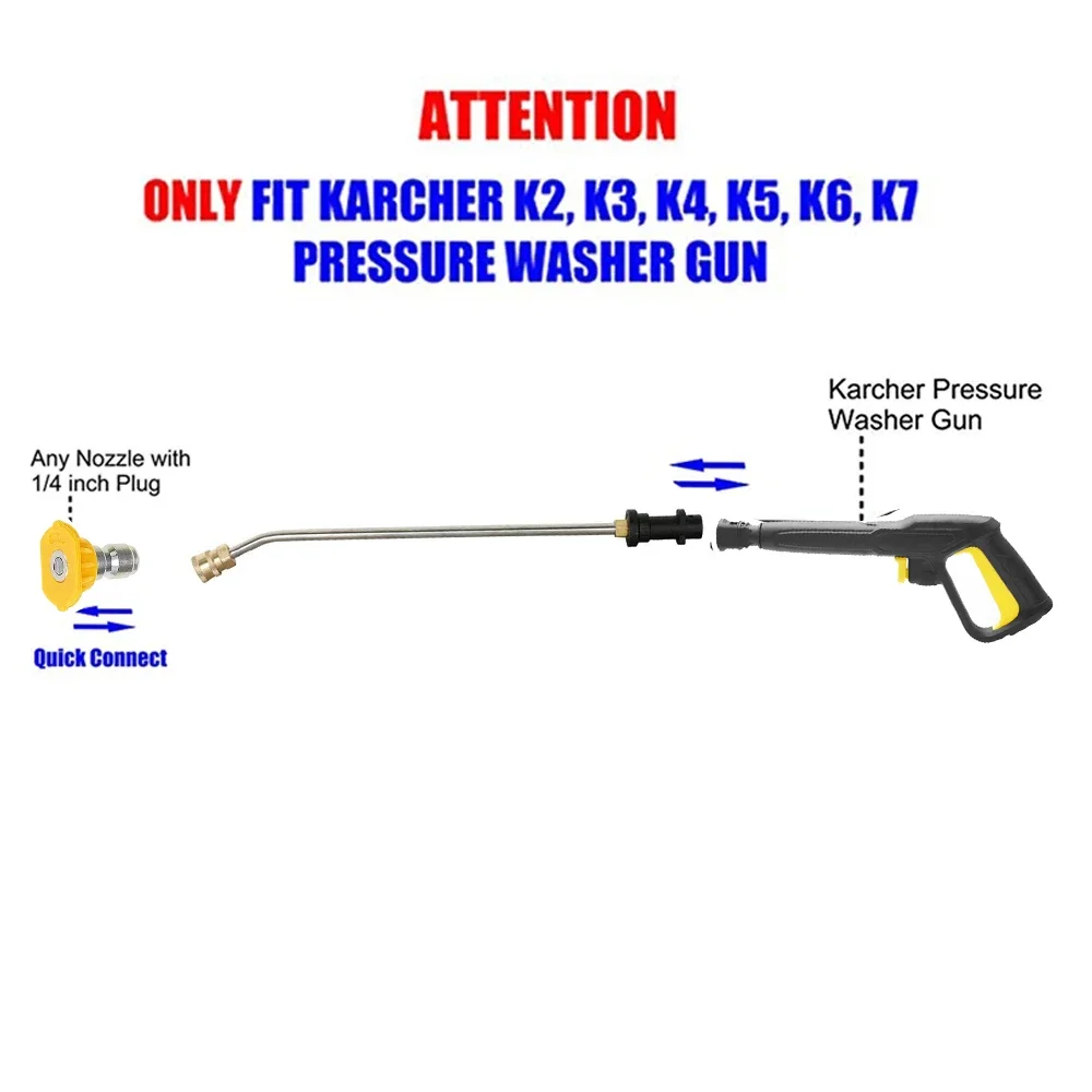 1/4 인치로드 제트 자동차 청소 노즐이있는 Karcher K2 K3 K4 K5 K6 K7 용 고압 물총 확장
