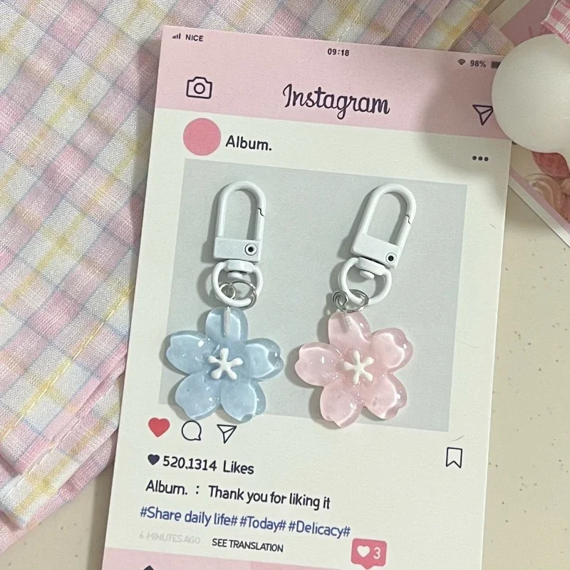 벚꽃 젤리 사쿠라 펜던트 열쇠 고리 송진, 시뮬레이션 사쿠라 열쇠 고리, 패션 배낭 걸이식 장식품, 커플 선물