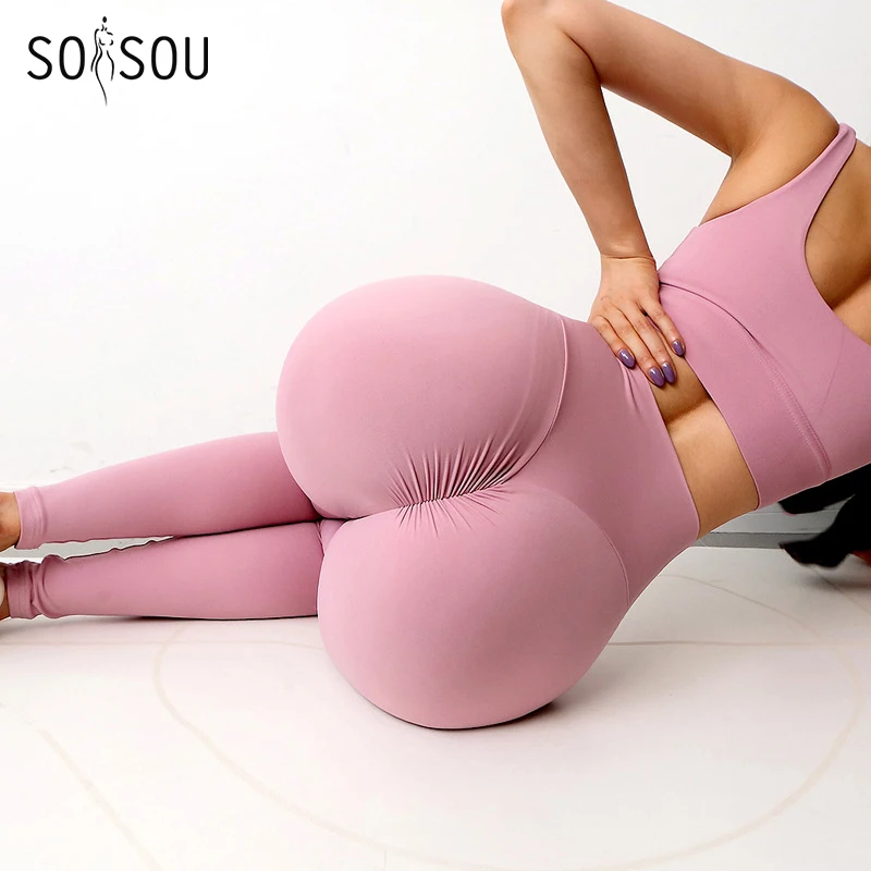 SOISOU 나일론 체육관 요가 바지, 피트니스 레깅스, 하이웨이스트 긴 바지, 힙 푸시업 타이즈, 여성 의류, 2 가지 유형 title=SOISOU 나일론 체육관 요가 바지, 피트니스 레깅스, 하이웨이스트 긴 바지, 힙 푸시업 타이즈, 여성 의류, 2 가지 유형 