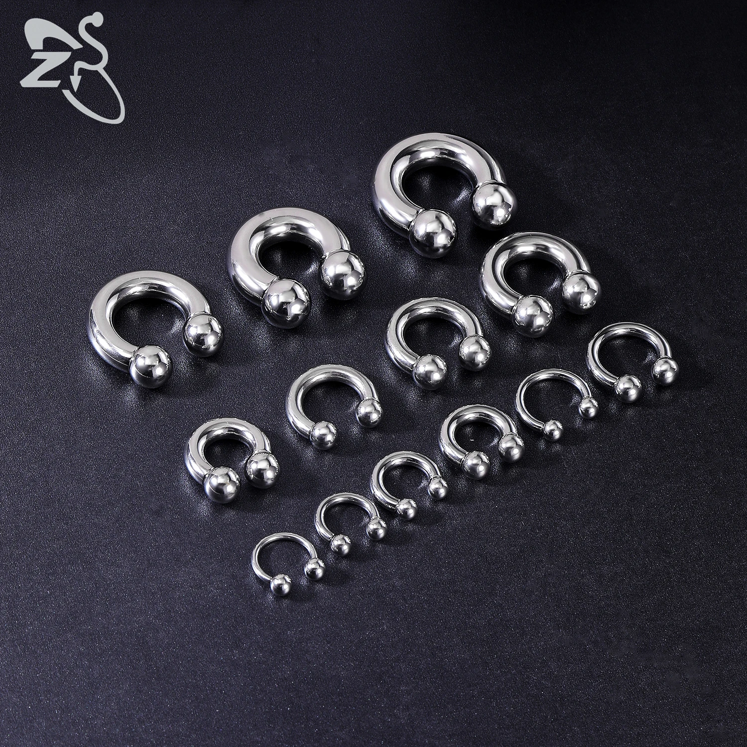 ZS 1 조각 2/4/6/8G Stainelss 강철 말굽 코 링 남성 내부 스레드 대형 게이지 피어싱 귀 확장기 Septum 피어싱