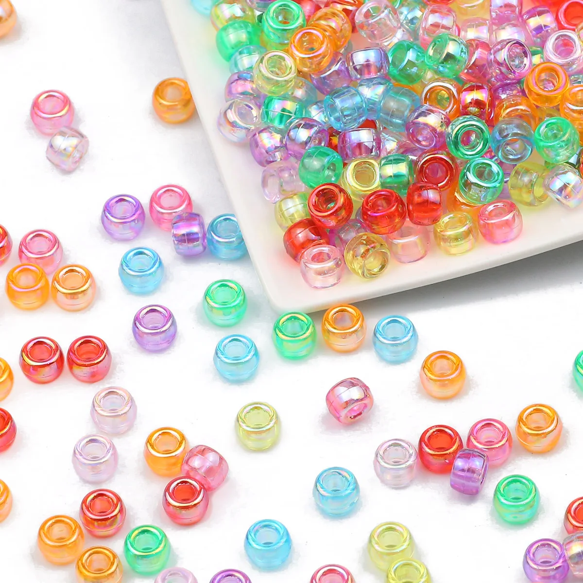 200-1200Pcs DIY 공예 보석 열쇠 고리 및 장식 만들기 팔찌에 대 한 멀티 컬러 큰 구멍 조랑말 구슬 플라스틱 구슬