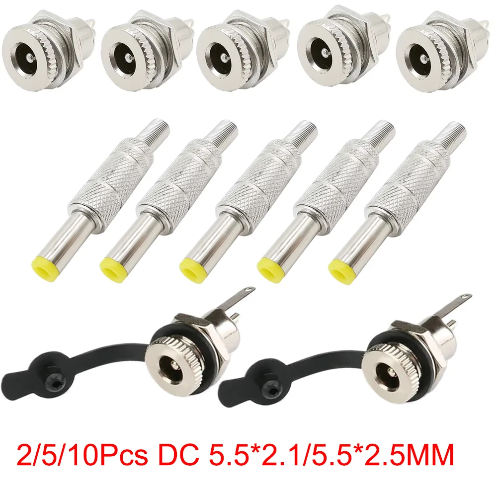 2/5/10Pcs 실버 메탈 5.5x2.1mm/5.5mm x 2.5mm DC 전원 남성 플러그 잭 커넥터 (스프링 옐로우 헤드 포함) 5.5*2.1/5.5*2.5mm DC099 title=2/5/10Pcs 실버 메탈 5.5x2.1mm/5.5mm x 2.5mm DC 전원 남성 플러그 잭 커넥터 (스프링 옐로우 헤드 포함) 5.5*2.1/5.5*2.5mm DC099 