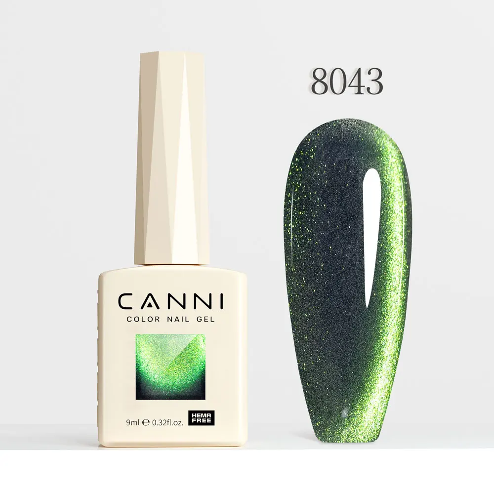 CANNI 9ml 네일 젤 폴리쉬 그린 컬러 캣아이 마그네틱 네일즈 쏙 오프 UV LED 세미 퍼머넌트 헤마/티포니아 프리 비건 할랄 젤 네일