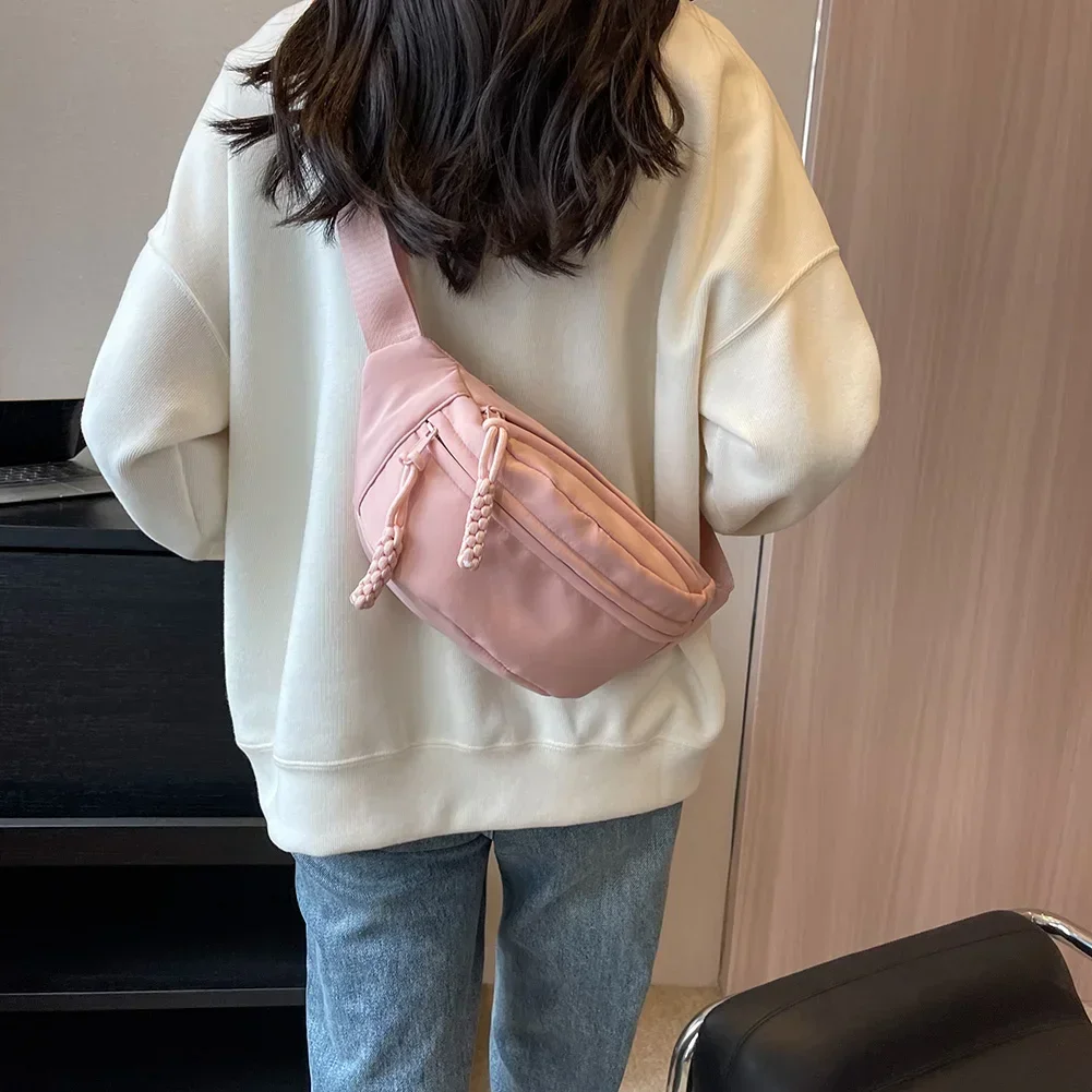 캔버스 러닝 허리 캐주얼 패니 팩 스포츠 가슴 가방 여성용 바나나 가방 슬링 크로스 바디 허리 팩 하프 문 벨트 백