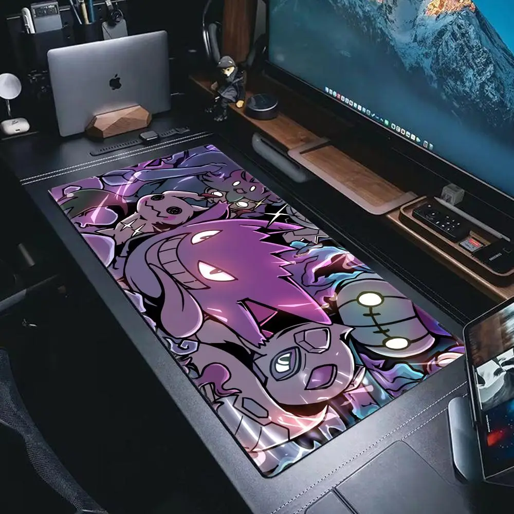 P-Pokemon-Gengar Grande 대형 게임용 마우스 패드, LockEdge 두꺼운 컴퓨터 키보드 테이블 책상 매트