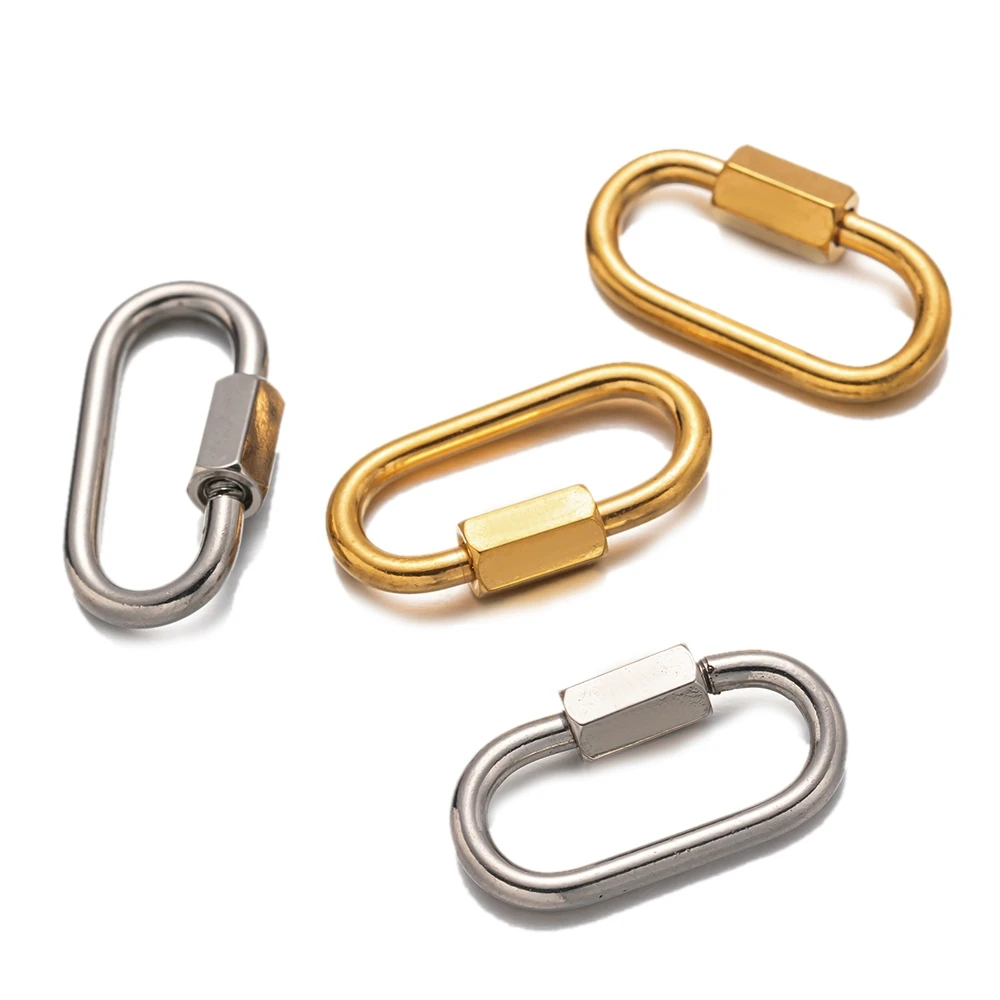 5pcs 골드 스테인레스 스틸 하트 스크류 Carabiner 잠금 커넥터 DIY 목걸이에 대 한 패스너 클립 키 ​​체인 쥬얼리 용품 만들기