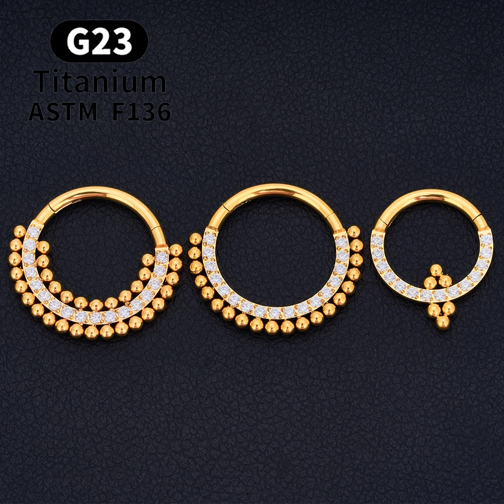 G23 티타늄 라운드 후프 D 모양 코 링 Daith 하트 귀걸이 16G CZ 힌지 세그먼트 귀 Tragus 연골 헬릭스 피어싱 쥬얼리