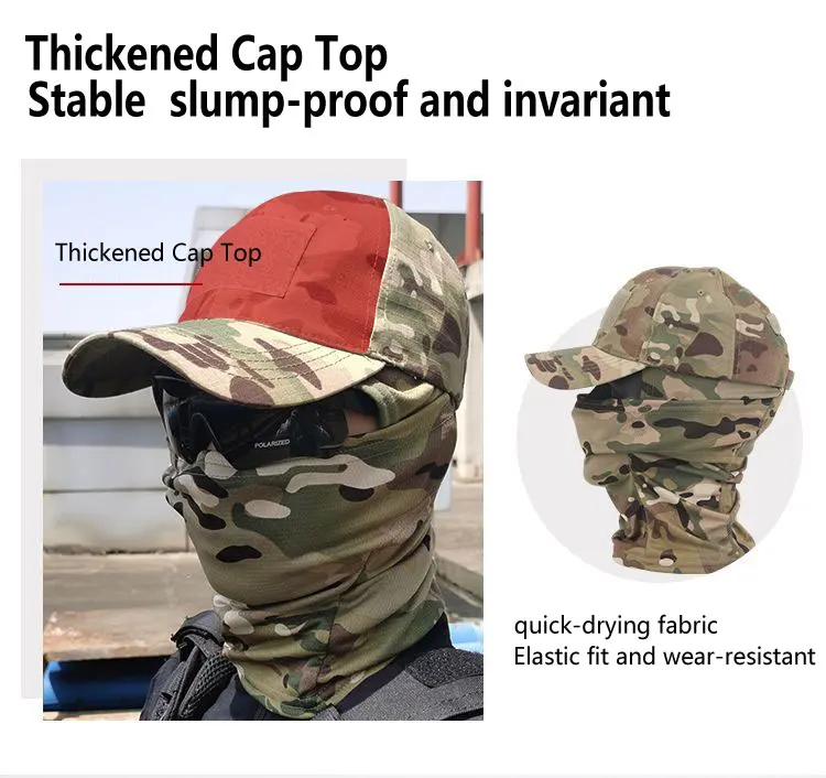 전술 Balaclava 야구 모자 전체 얼굴 마스크 세트 남자 여름 Snapback 태양 모자 야외 사냥 위장 Balaclava