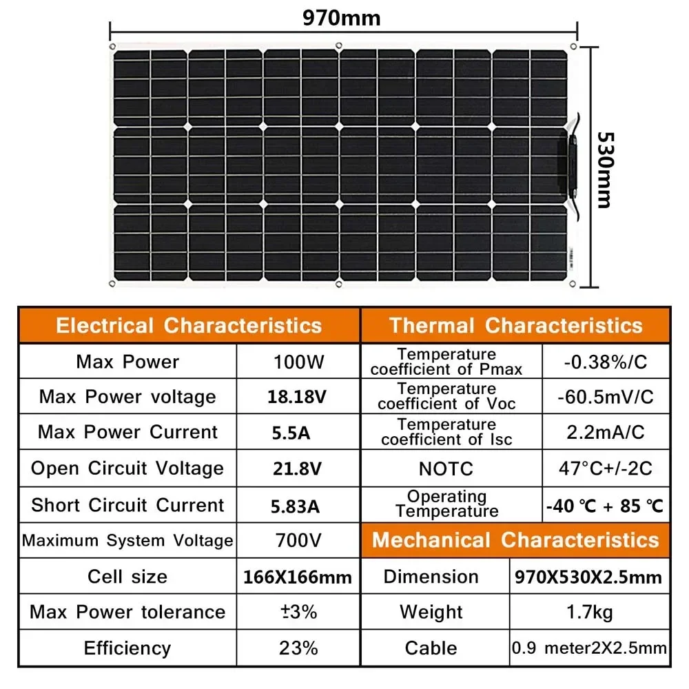 12V 유연한 태양 전지 패널 600W 100W 200W 300W 400W 500W 구부릴 수있는 방수 단결정 RV 보트 용 최고의 태양 전지 패널 중국