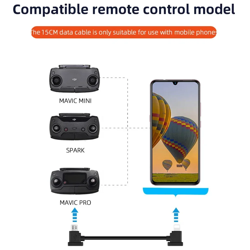 데이터 케이블 OTG 리모컨-휴대폰 태블릿 커넥터, USB C타입 IOS 확장, DJI 미니 4K, 2/3 프로, SE, 프로, 에어, 매빅 2/3