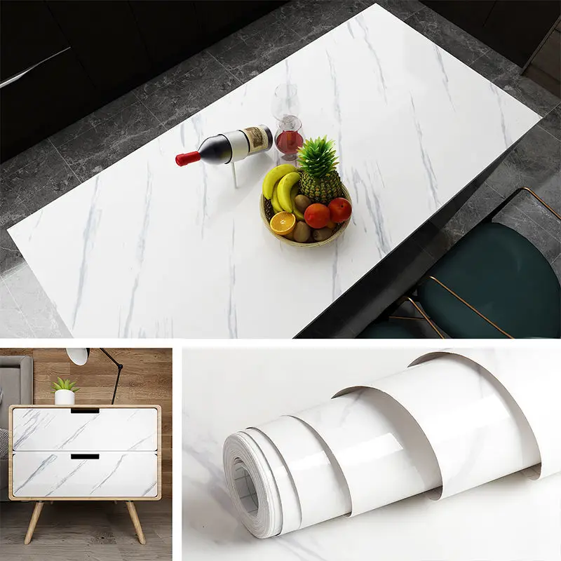 대리석 비닐 필름 DIY 자기 접착제 벽지 욕실 주방 찬장 수조 연락처 종이 PVC 방수 벽 스티커