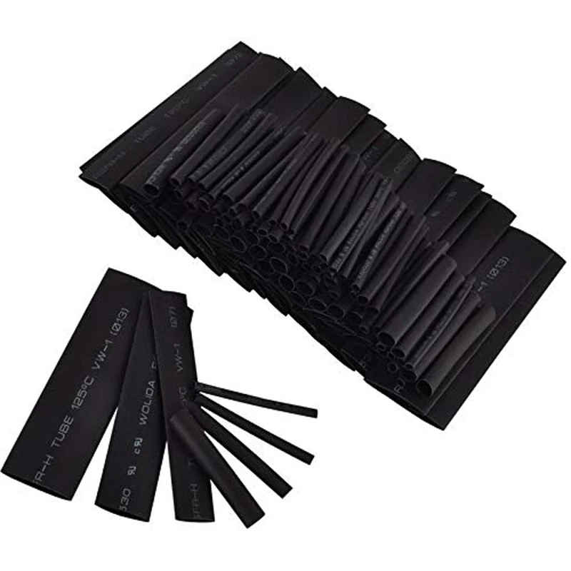 127Pcs 열 수축 튜브 슬리브 튜브 구색 키트 전기 연결 전기 와이어 랩 케이블 방수 수축 2:1