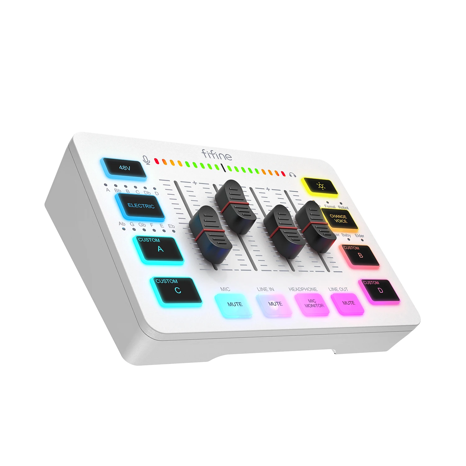 4채널/XLR 마이크 인터페이스/RGB를 갖춘 FIFINE 게이밍 USB 믹서, 게임 팟캐스트 스트리밍 AmpliGame SC3W용 사운드 믹서 title=4채널/XLR 마이크 인터페이스/RGB를 갖춘 FIFINE 게이밍 USB 믹서, 게임 팟캐스트 스트리밍 AmpliGame SC3W용 사운드 믹서 