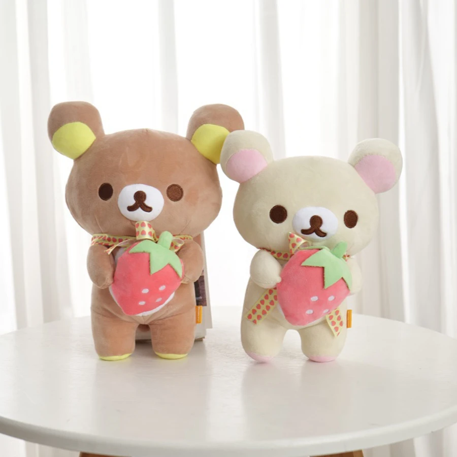 애니메이션 리락쿠마 만화 봉제 인형 부드러운 곰 장난감 카와이 룸 장식 테디 베어 플러시 귀여운 커플 곰 소녀를위한 크리스마스 선물