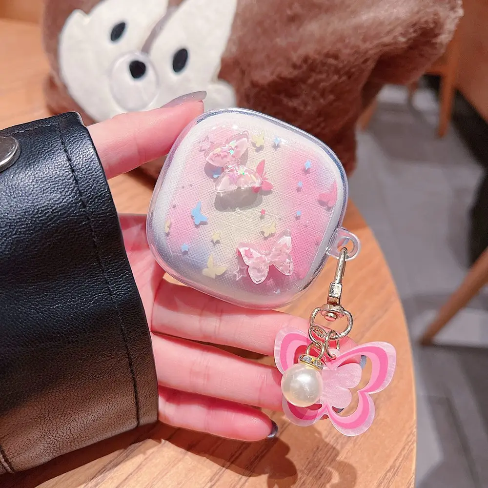Xiaomi Redmi Buds 6 Play 케이스 3D 체리 나비 이어폰 소프트 커버 Redmi Buds 6play 헤드폰 박스 Fundas With Keychain