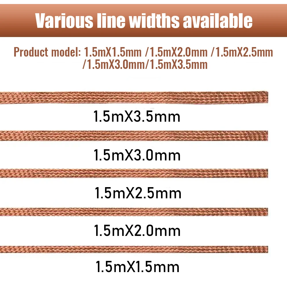 1.5-3.5mm 디 솔더링 메쉬 브레이드 테이프 구리 용접 포인트 솔더 리무버 와이어 납땜 심지 솔더링 용 주석 리드 코드 플럭스