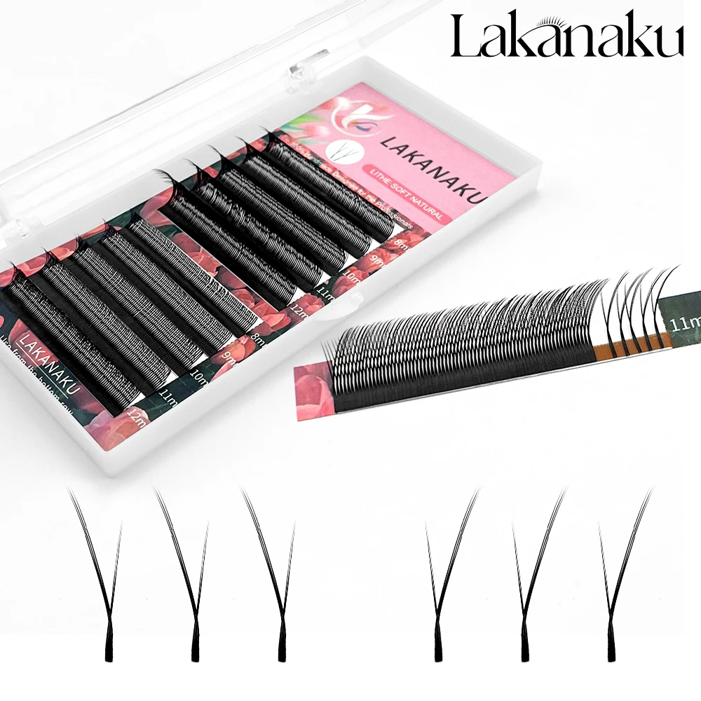 LAKANAKU 여우 눈 YY 모양 속눈썹 익스텐션 0.07mm, YY 속눈썹 섬모, 브라질 볼륨 소프트 인조 밍크 YY 속눈썹