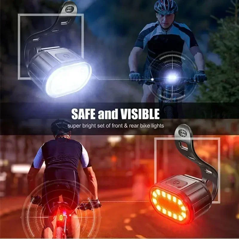 BUCKLOS 자전거 라이트 세트 충전식 후면 조명 전면 램프 방수 라이딩 헤드 라이트 USB MTB 미등 Led 1PC 사이클링 부품