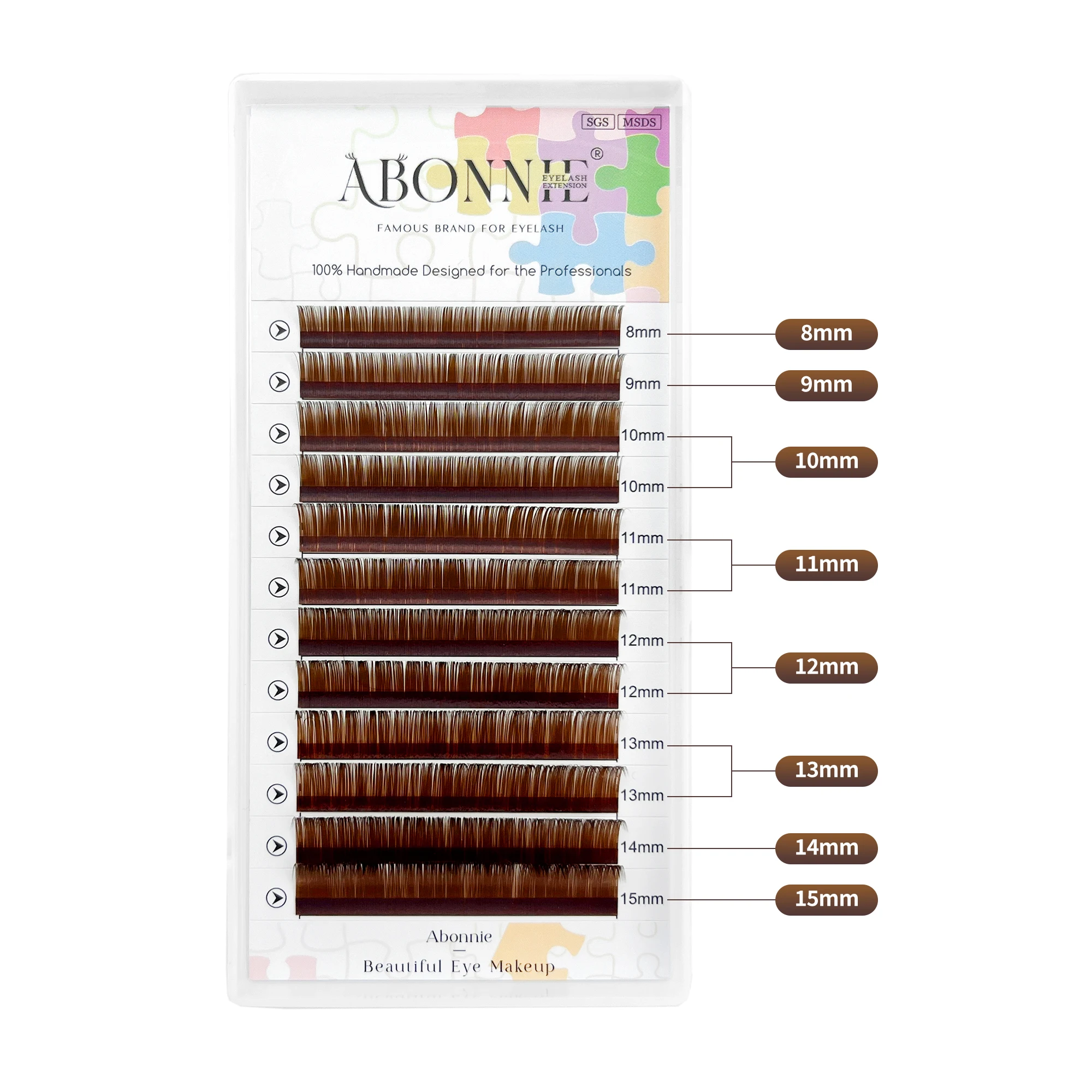 Abonnie 0.03 CC 컬 브라운 클래식 개별 속눈썹 러시안 볼륨 속눈썹