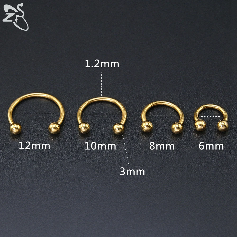 ZS 1 PC 316L 스테인레스 스틸 코 링 14G 16G 코 피어싱 헬릭스 귀 피어싱 여성 남성 Septum 링 바디 피어 싱 쥬얼리