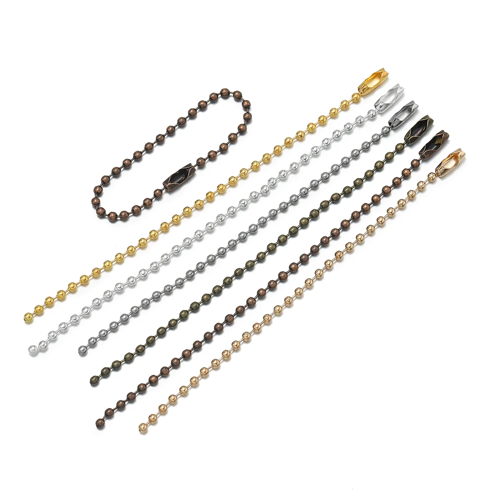 50 개/몫 라운드 볼 비드 체인은 키 체인에 적합 12cm 길이 개 태그 DIY 펜던트 쥬얼리 찾기에 대 한 커넥터와 대량 체인