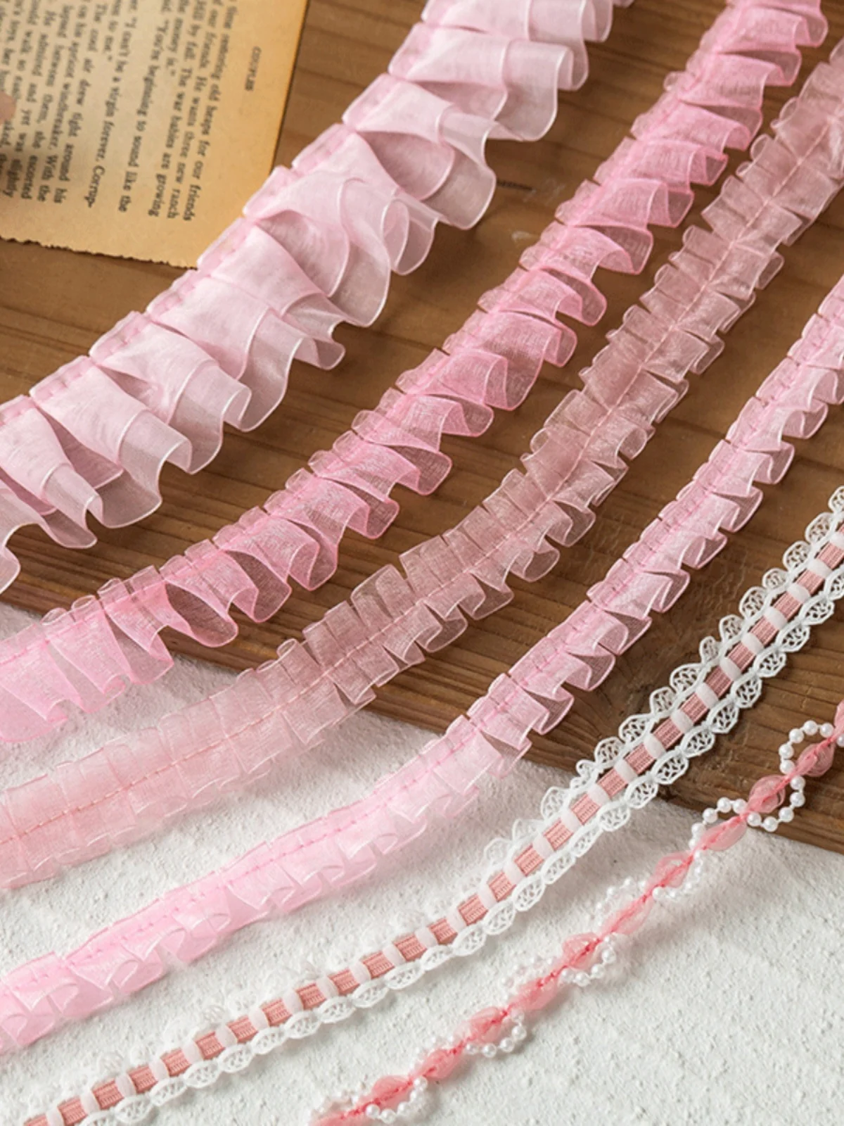 2 미터 핑크 레이스 리본 트림 파티 드레스 장식 패브릭 DIY 의류 봉제 용품 의류 칼라 커프 바느질 공예