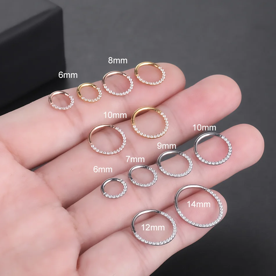 1/10Pcs ASTM F136 G23 티타늄 코걸이 힌지 세그먼트 귀 연골 이주 귀걸이 고리, 셉텀 클리커 피어싱 쥬얼리, 14G, 16G, 18G