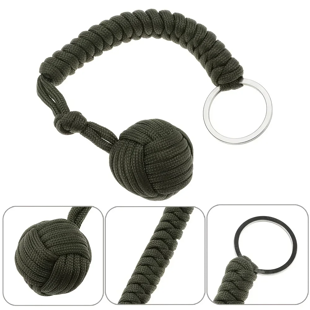 야외 자기 방어 우산 밧줄, 원숭이 주먹 강철 공, Paracord 생존 열쇠 고리, 야외 안전 보호 액세서리