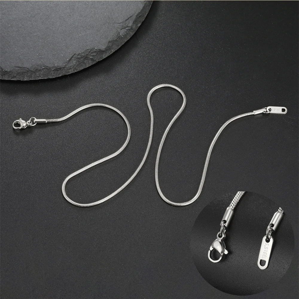 My Shape 여성용 라운드 스네이크 체인 목걸이, 스테인레스 스틸 링크 체인, 0.9mm, 1.2mm, 2mm 체인 초커, 패션 주얼리 선물