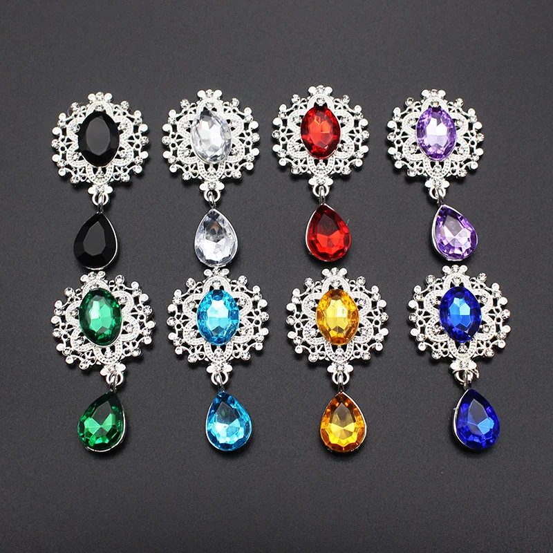 NDelicate 빛나는 브로치 45*25mm 10 개/대 크리스탈 액세서리 패션 화려한 결혼식 초대장 휴일 크리 에이 티브 장식