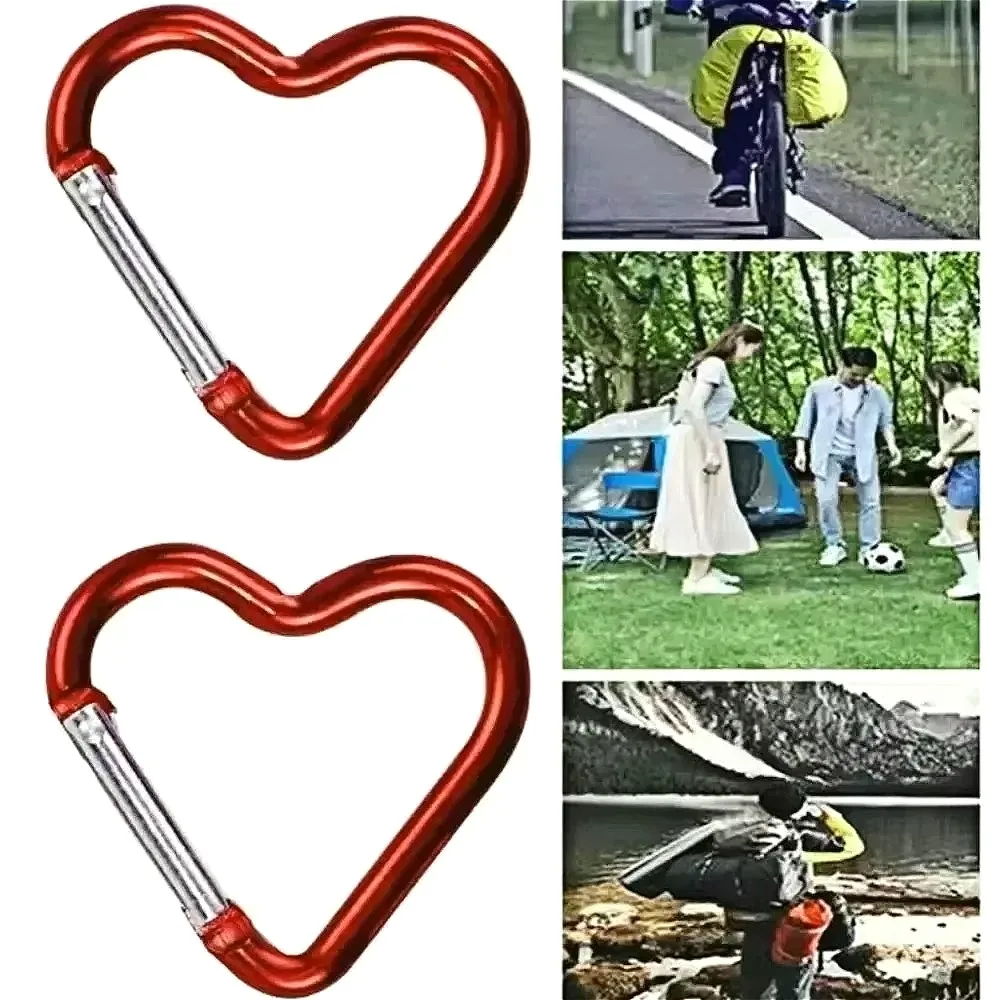 하트 모양의 금속 키 체인 야외 스포츠 Carabiner 등산 캠핑 열쇠 고리 버클 멀티 여행 키트 후크 교수형 열쇠 고리