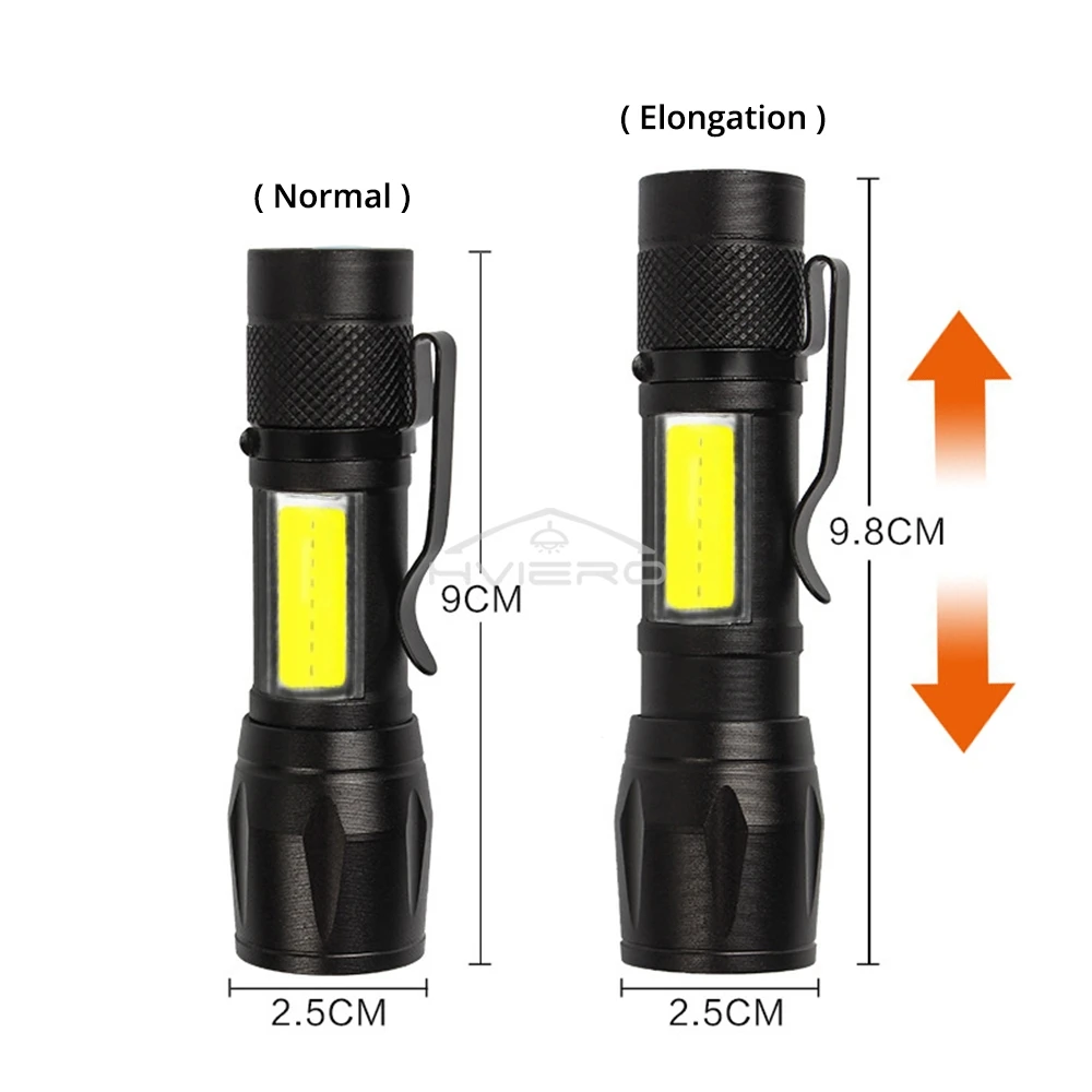 손전등 배터리 충전 미니 Led 5W 초점 조정 가능한 측면 램프 편리한 방수 T6 빛 캠핑 하이킹에 대 한 매우 밝은