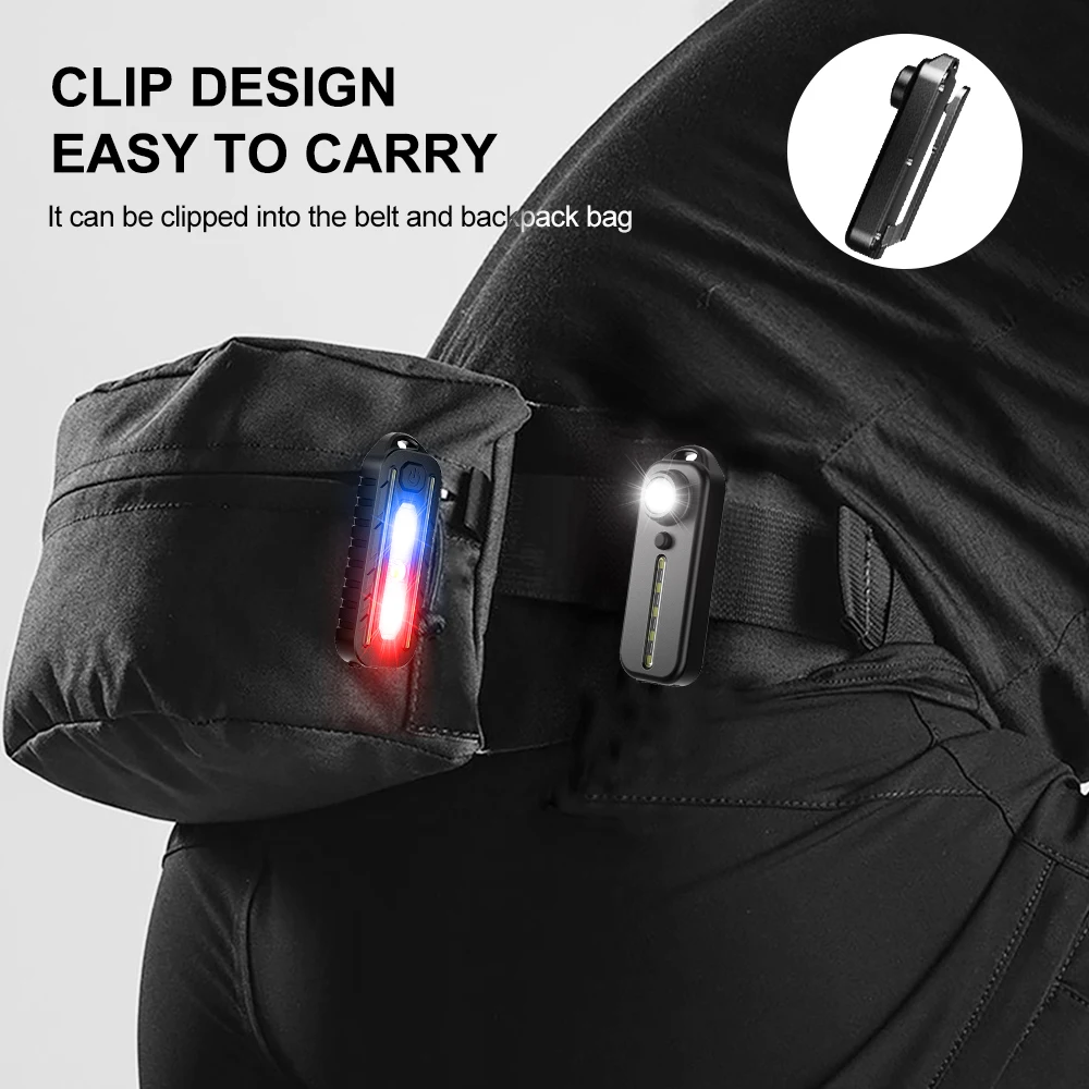 경찰을위한 키 체인 손전등 USB 충전 LED 손전등 어깨 클립 조명 경고 깜박이는 빛 야외 작업 조명 램프