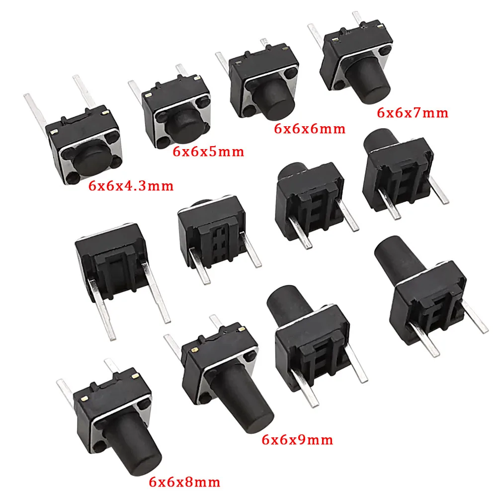 마이크로 촉각 스위치 순간 택트 딥 스위치, 2 핀, 6x6mm, 마이크로 터치 푸시 버튼 스위치, 높이 5mm, 6mm, 7mm, 8mm, 9mm, 20 개, 50 개, 100 개 title=마이크로 촉각 스위치 순간 택트 딥 스위치, 2 핀, 6x6mm, 마이크로 터치 푸시 버튼 스위치, 높이 5mm, 6mm, 7mm, 8mm, 9mm, 20 개, 50 개, 100 개 