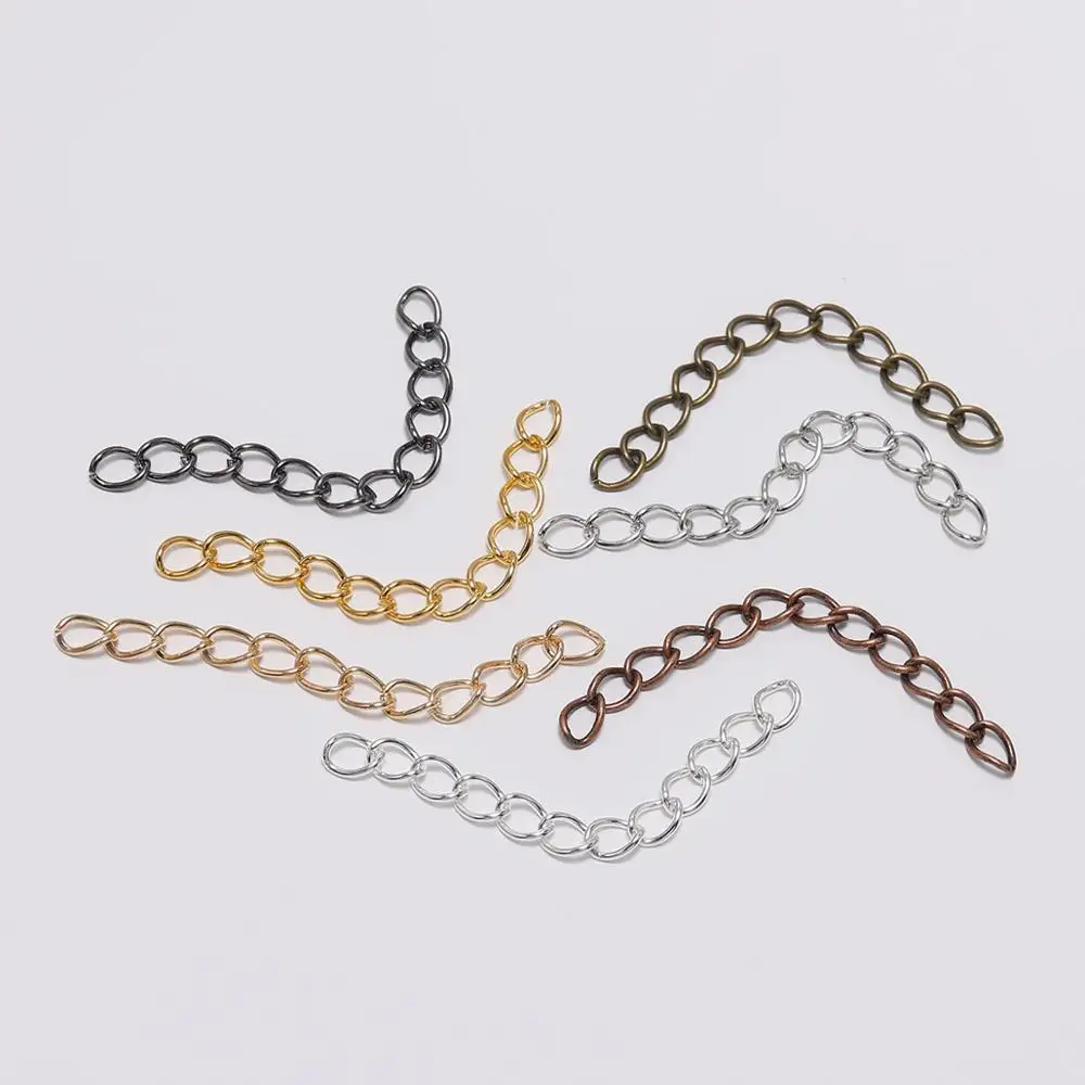 50-100 개/몫 50mm 70mm 목걸이 확장 체인 대량 팔찌 DIY 쥬얼리에 대한 확장 체인 테일 익스텐더 결과 만들기
