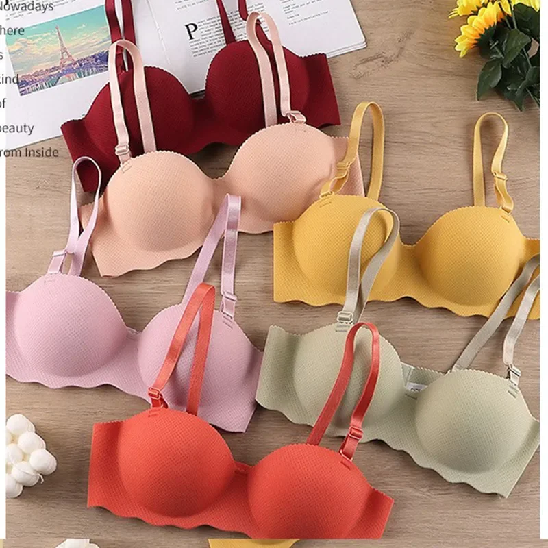 섹시한 브래지어는 여성을위한 원활한 속옷을 밀어 솔리드 컬러 무선 란제리 원피스 컨버터블 스트랩 브래지어를 수집