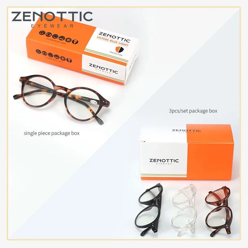ZENOTTIC 빈티지 스타일 블루레이 방지 독서 안경 패션 노안 안경 반사 방지 컴퓨터 안경 남녀 원테 안경(도수 0-400)