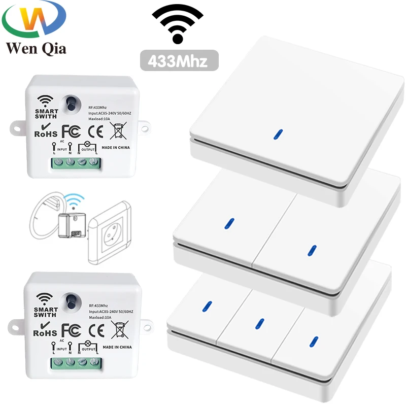 무선 스마트 스위치 조명 RF 86 벽 패널 스위치, 원격 제어, 미니 릴레이 수신기, 220V 가정용 LED 조명 램프 팬 title=무선 스마트 스위치 조명 RF 86 벽 패널 스위치, 원격 제어, 미니 릴레이 수신기, 220V 가정용 LED 조명 램프 팬 