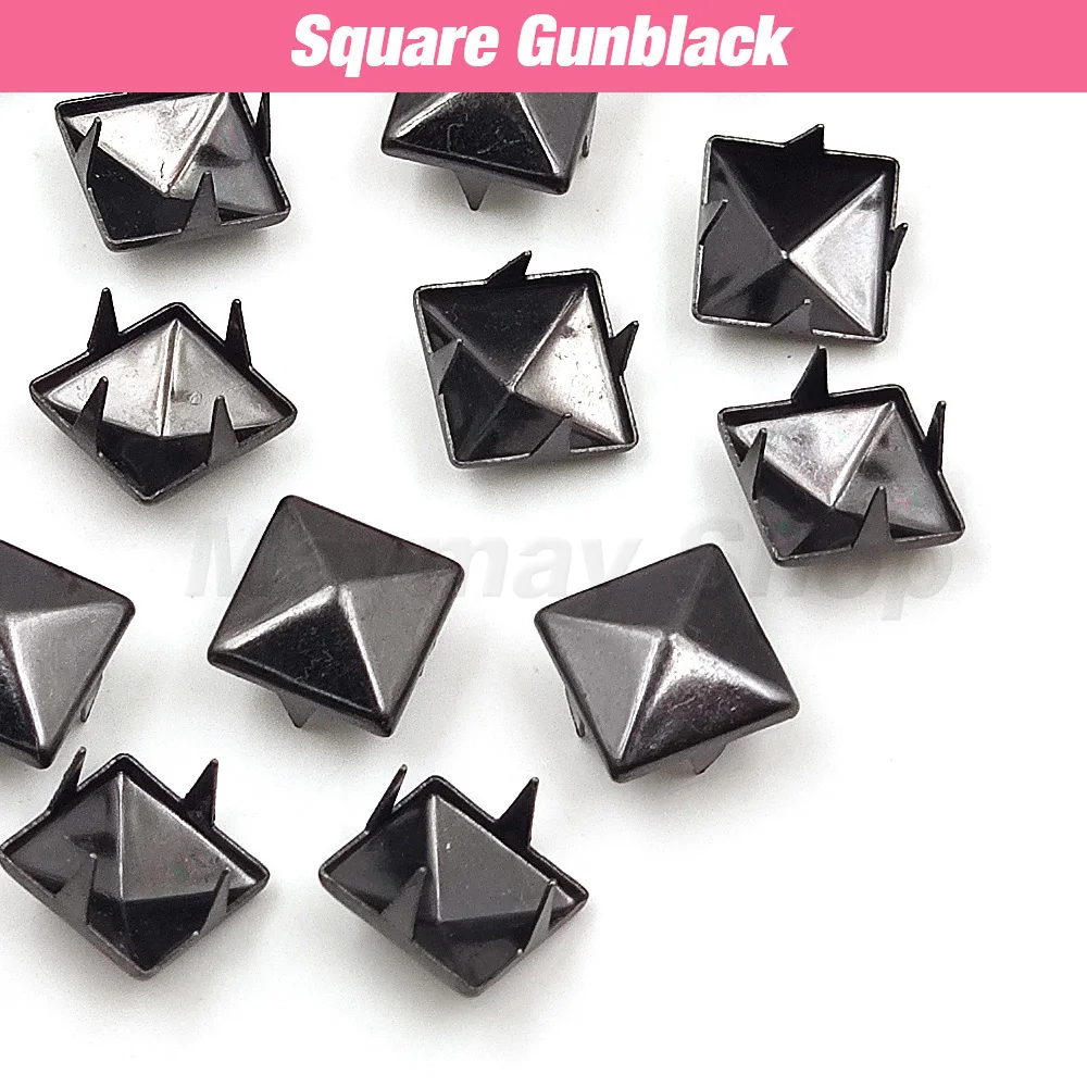 100Pcs 6-12mm 금속 4 발톱 리벳 광장/라운드 스파이크 스터드 피라미드 리벳 의류 신발 가방 벨트 펑크 DIY Leathercraft