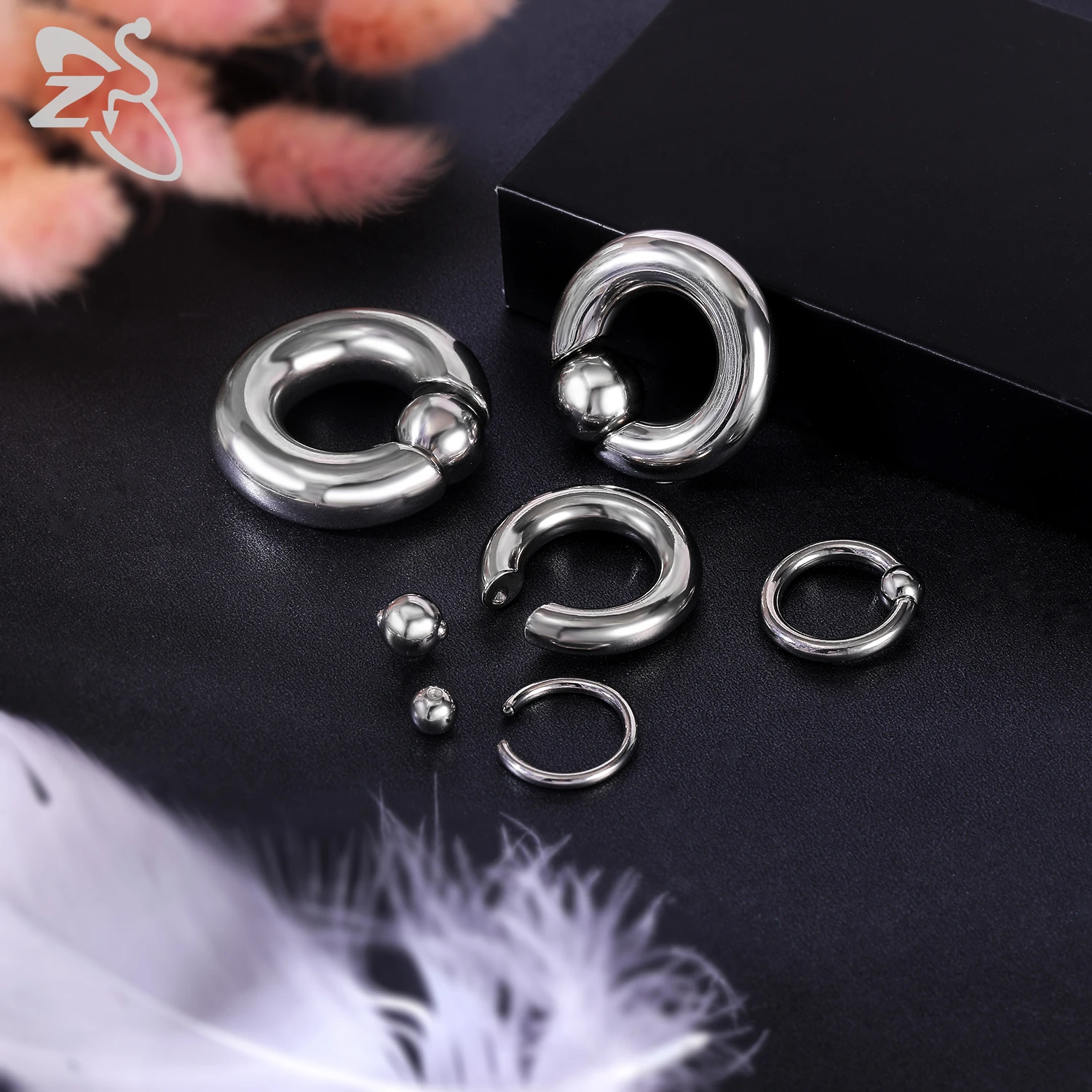 ZS 1 조각 2/4/6/8G Stainelss 강철 말굽 코 링 남성 내부 스레드 대형 게이지 피어싱 귀 확장기 Septum 피어싱
