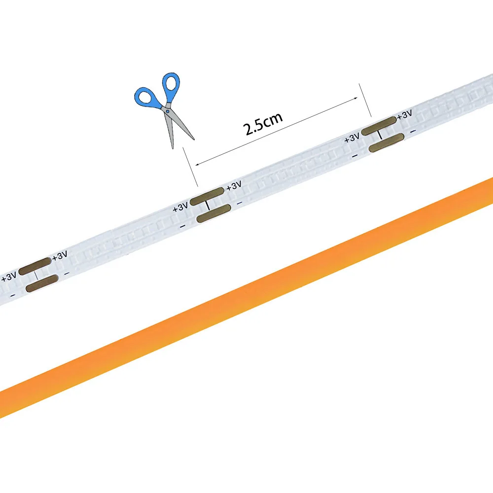 3V 5V 2.7mm 울트라 슬림 COB LED 스트립 조명 배터리 구동 DIY 미니 그림 480LED/m 유연한 테이프 라이트 레드 따뜻한 화이트 디밍 가능