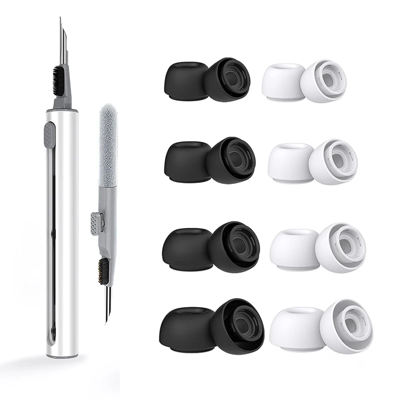 KUTOU 4 쌍 Airpods Pro 1 2 용 액체 실리콘 이어 팁 소음 감소 패드 귀마개 이어 캡 청소 펜 포함
