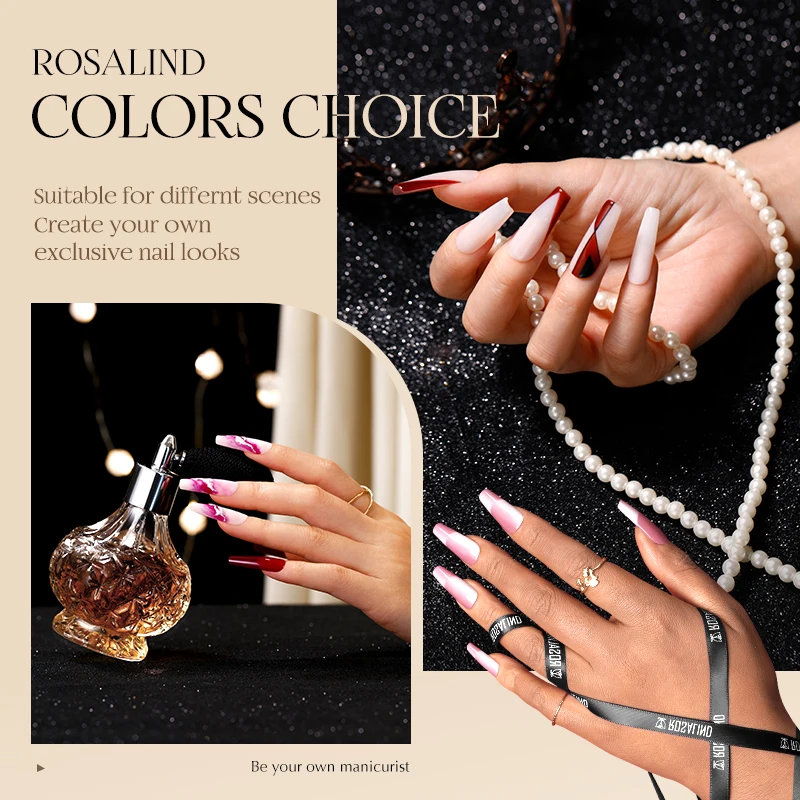 Rosalind 미니 젤 네일 광택제 컬러 접착제 프라이머 네일 접착제, 반영구 네일 UV 건조, LED 네일 램프, 네일 용품, 7ML