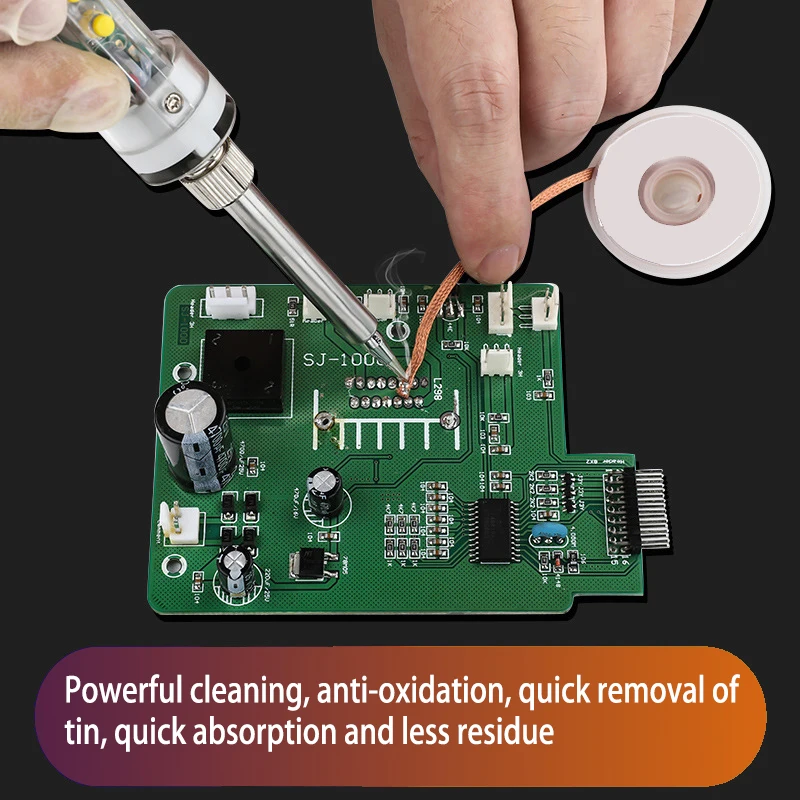 1.5-3.5mm 디 솔더링 메쉬 브레이드 테이프 구리 용접 포인트 솔더 리무버 와이어 납땜 심지 솔더링 용 주석 리드 코드 플럭스