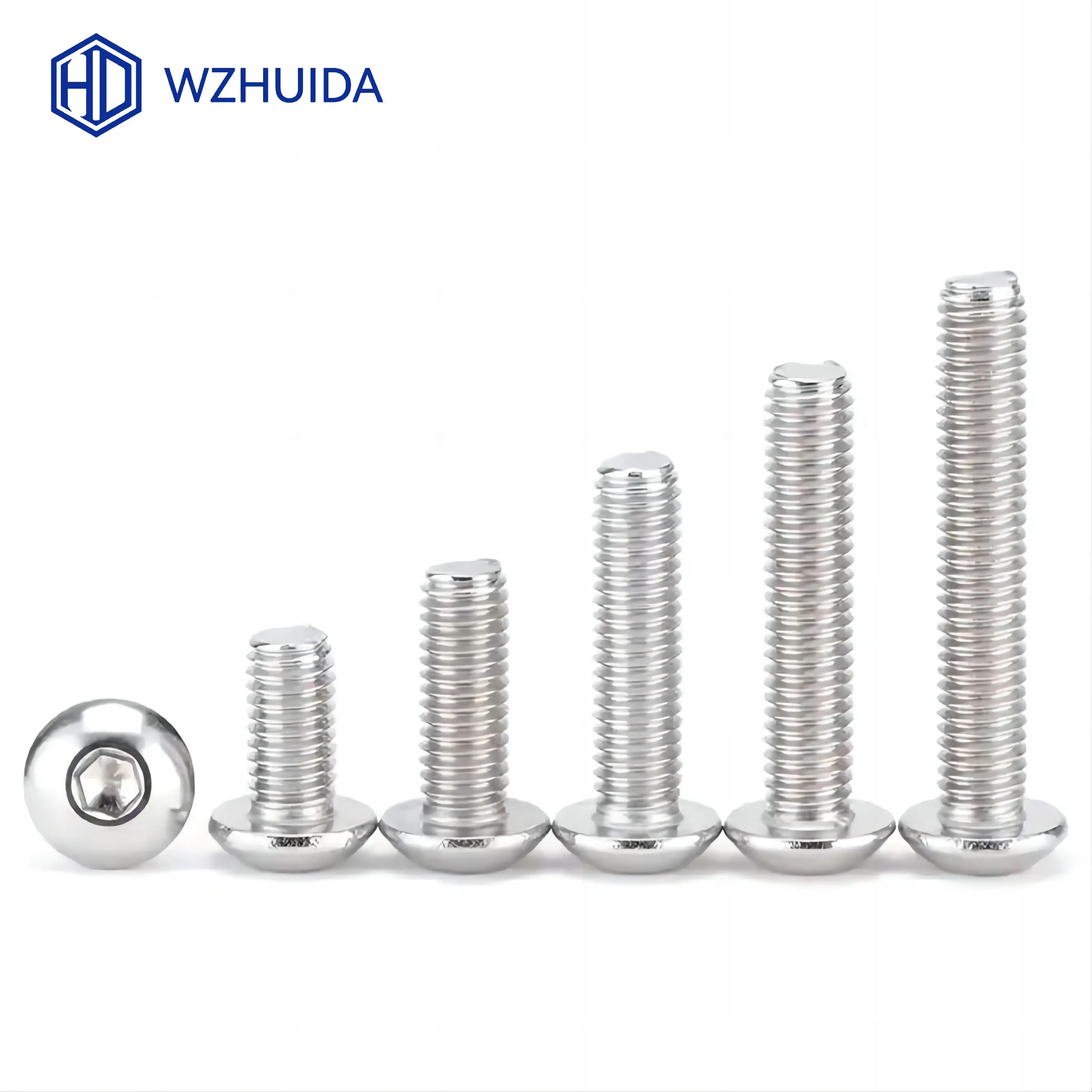 WZHUIDA 육각 육각형 소켓 버튼 헤드 캡 나사 M2 M3 M4 M5 M6 M8 M10 알렌 볼트 ISO7380 A2-70 스테인레스 스틸
