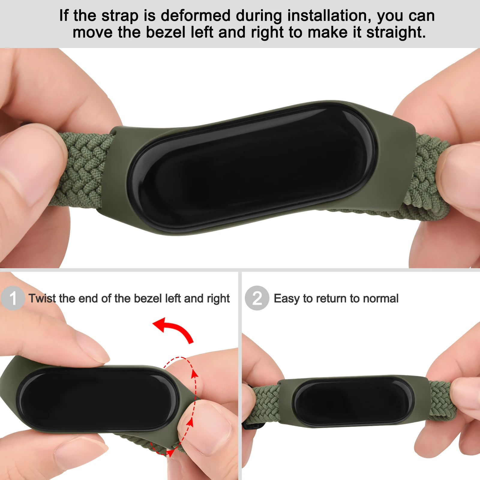 Xiaomi Mi Band 7 6 5 4 3 용 땋은 시계 밴드 Amazfit Band 5 밴드 교체 팔찌 용 스트랩 탄성 조절 식 손목 밴드