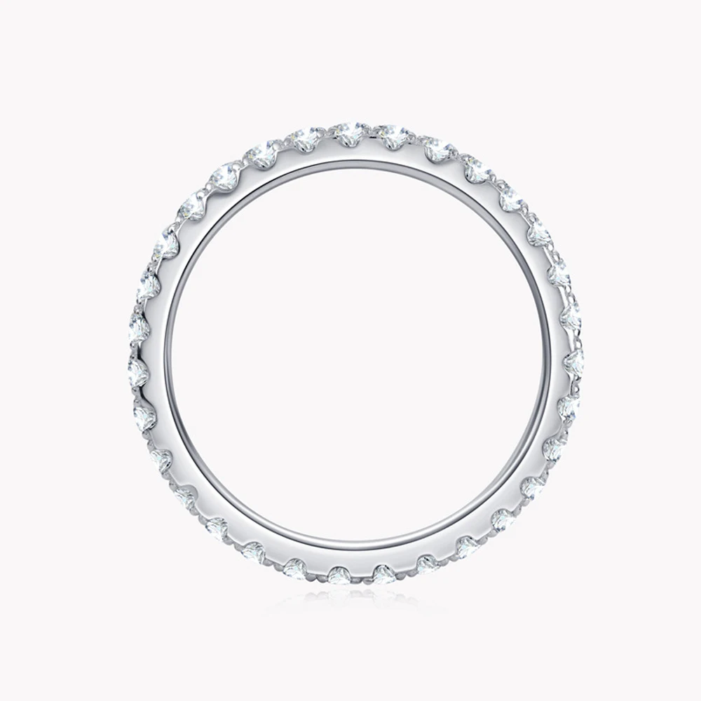 KNOBSPIN 여성용 D 컬러 모이사나이트 반지, 925 스털링 실버 솔리드 18k 화이트 골드 이터니티 밴드, 결혼 약혼 반지, 2mm
