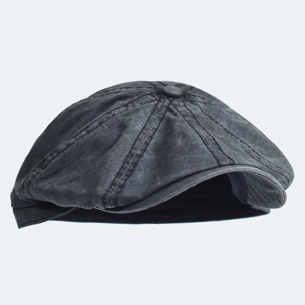 워시드 코튼 뉴스보이 캡 Peaky 팔각형 모자 빈티지 캐주얼 캡 솔리드 베레모 바이저 개츠비 플랫 아이비 모자