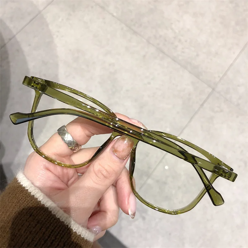 완성 된 숙녀 근시 안경 레트로 안티 블루 라이트 차단 시력 안경 광학 처방 근시 안경